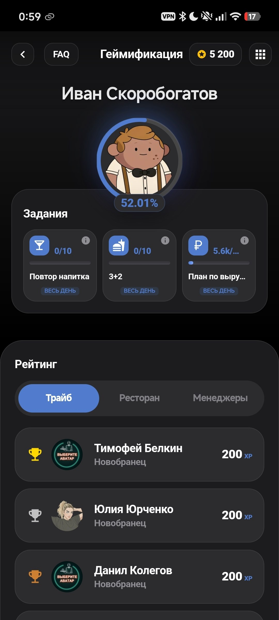 Геймификация команды в Staffi